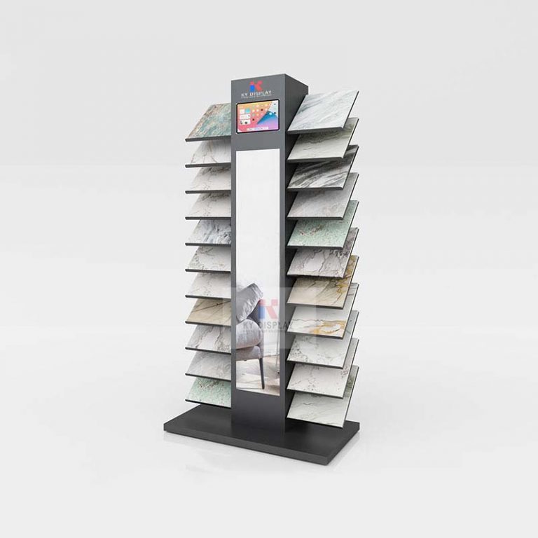 Patterned Tile Up Stand Stylish Vertical Tile Display Stand with Light for Showrooms