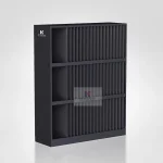 KYdisplay tile sample cabinet display rack side view empty showing side-tilt sample slots and black cabinet design