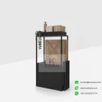 360 Rotating Flooring Display Rack – Compact Vinyl Laminate Wood Sample Stand_black_KYdisplay