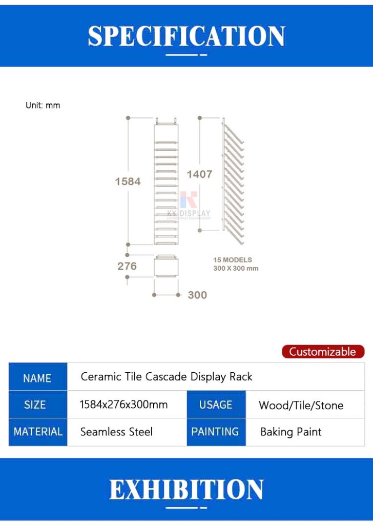 Ceramic Tile Cascade Display Rack 1 Tile Cascade Display
