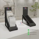 Black countertop tile display rack with marble samples liveshot 1 – KYDISPLAY