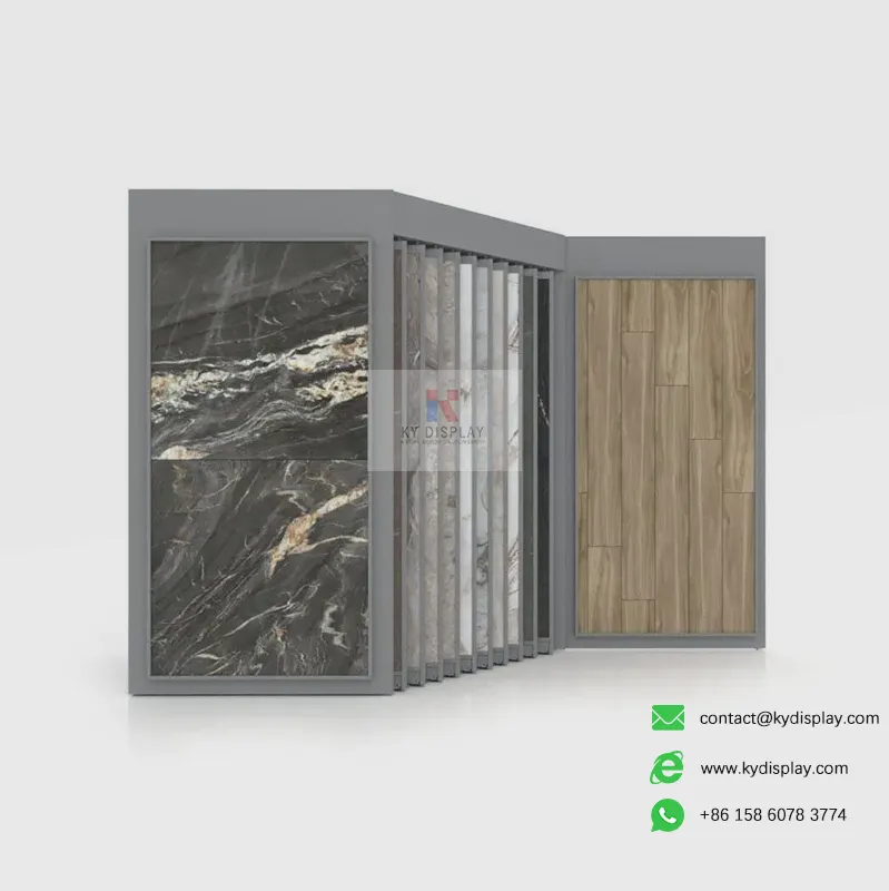 Customizable Sliding Large Format Ceramic Tile Display Rack-grey-KYdisplay