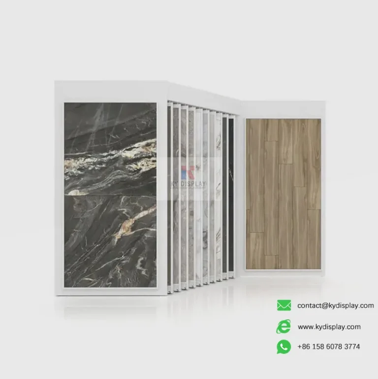 Customizable Sliding Large Format Ceramic Tile Display Rack 12 Customizable Sliding Large Format Ceramic Tile Display Rack-white 1-KYdisplay
