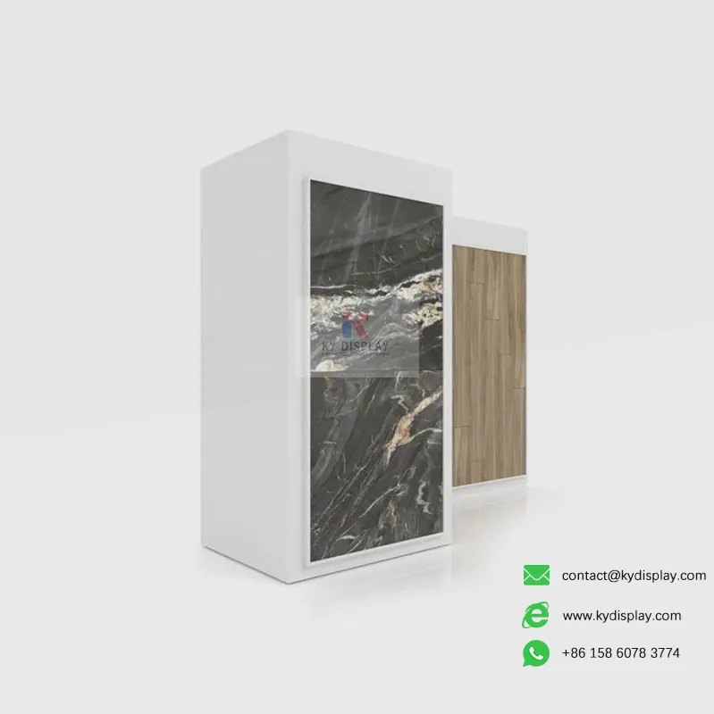 Customizable Sliding Large Format Ceramic Tile Display Rack-white 2-KYdisplay