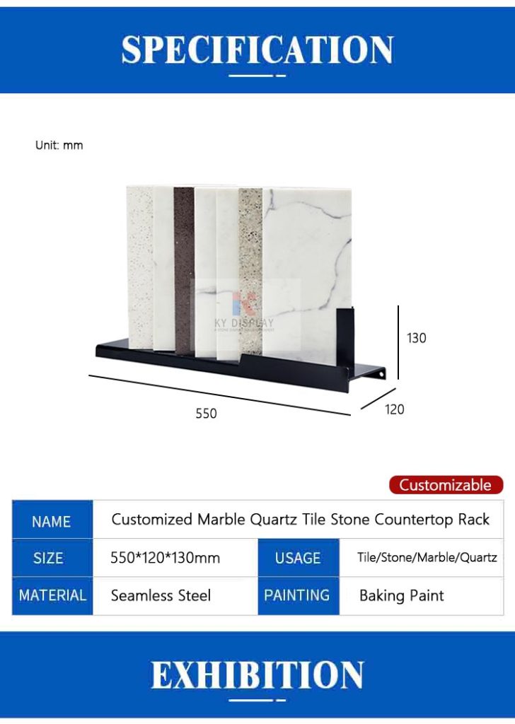 Customized marble quartz tile stone countertop rack 1 Customized Marble Quartz Tile Stone Countertop Rack_Decription_KYdisplay