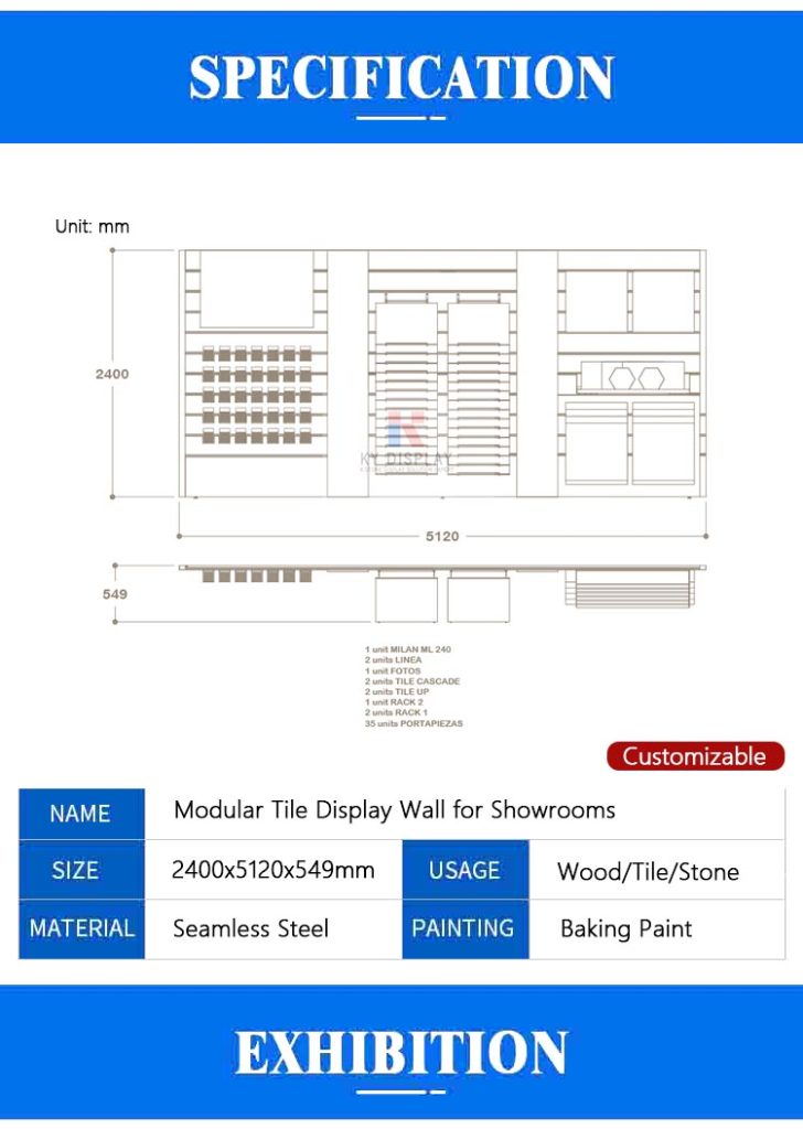 Modular Tile Display Wall for Showrooms 1 Wall Tile Display
