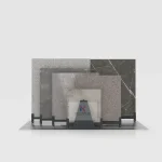 Anthracite Adjustable Tile & Stone Display Rack front view with samples – KYDISPLAY