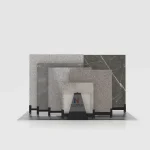 Black Adjustable Tile & Stone Display Rack front view with samples – KYDISPLAY