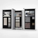 Vertical sliding sample display in white by KYdisplay