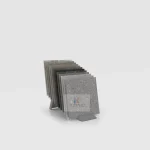 KYDISPLAY Tile Sample Display Rack in silver, side view with tile samples