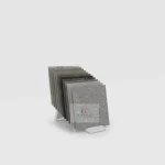KYDISPLAY Tile Sample Display Rack in white, side view with 12 tile samples