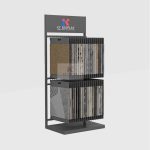 Double-Row Hanging Carpet Display Rack with 36 Sample Panels_black_KYdisplay