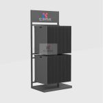 Double-Row Hanging Carpet Display Rack with 36 Sample Panels_black_blank_KYdisplay
