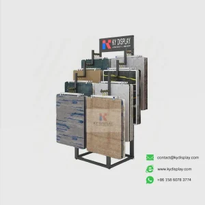 Tiered Carpet Display Rack with Sturdy Iron Frame – Double-Sided Sample Rack for Showrooms 1-KYdisplay