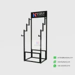 Tiered Carpet Display Rack with Sturdy Iron Frame – Double-Sided Sample Rack for Showrooms 3-KYdisplay