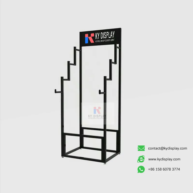 Tiered Carpet Display Rack with Sturdy Iron Frame – Double-Sided Sample Rack for Showrooms 3-KYdisplay