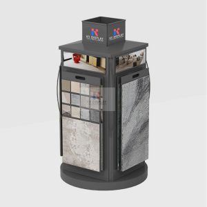 Rotating Hanging Carpet Sample Display Rack with 4 Sides_black_1_KYdisplay