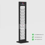 Customizable Quartz Display Stand - 12 Slot Vertical Rack for Stone Samples_black blank_KYdisplay