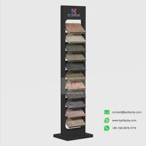 Customizable Quartz Display Stand - 12 Slot Vertical Rack for Stone Samples_black blank_KYdisplay.png
