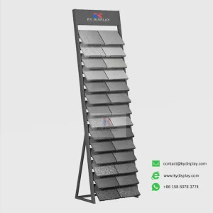 Durable Artificial Stone Display Stand for Sample Boards and Showroom Use_black product_KYdisplay