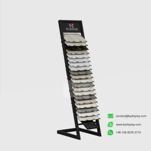 Durable Structure Iron Tube Quartz Stone Sample Display Rack for Showrooms_black product_KYdisplay