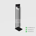 KYdisplay 3 Post Stone Display Stand in black side profile without samples, showcasing triangular three-post frame design