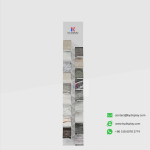 KYdisplay inclined stone sample display rack angled at 80 degrees, designed to hold 18 samples of stone, granite, and quartz materials in two columns.