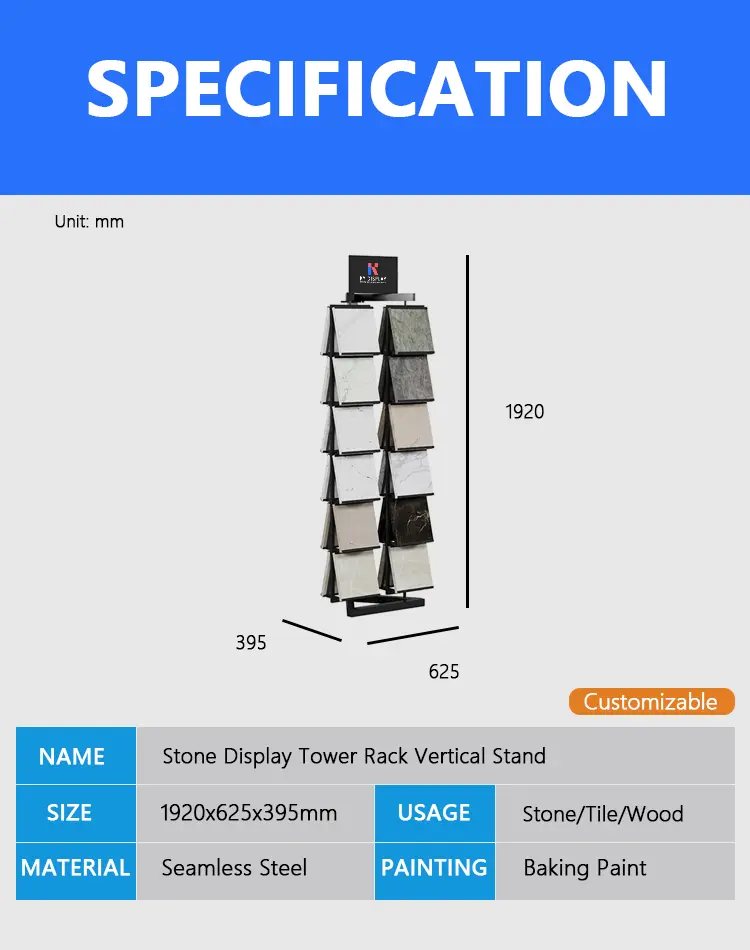 KYdisplay Stone Display Tower Rack – Vertical Stand Holds 24 Quartz, Granite & Engineered Stone Samples 1 KYdisplay Stone Display Tower Rack – Vertical Stand Holds 12 Quartz, Granite & Engineered Stone Samples_Decription_KYdisplay