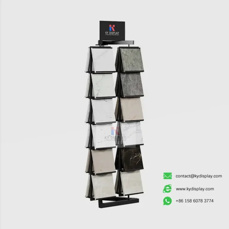 KYdisplay Stone Display Tower Rack – Vertical Stand Holds 12 Quartz, Granite & Engineered Stone Samples_black product_KYdisplay