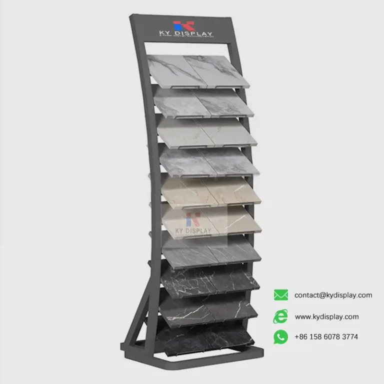 Wholesale Sample Stone Floor Display Rack for Quartz and Granite Slabs_black product_KYdisplay