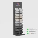 ​​Double-Sided L Shaped Stone Display 20-Slot Vertical Rack for Granite & Quartz Samples_black product_KYdisplay