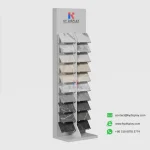 ​​Double-Sided L Shaped Stone Display 20-Slot Vertical Rack for Granite & Quartz Samples_white product_KYdisplay