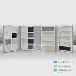 Complete 3-fold stone sample book overview – KYDISPLAY display binder for quartz, marble, and tile.