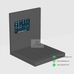 Empty black countertop display stand with smart screen panel – KYdisplay