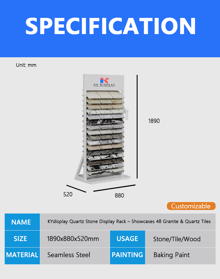KYdisplay Quartz Stone Display Rack – Showcases 48 Granite & Quartz Tiles 1 quartz stone display rack