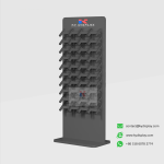 KYdisplay marble display stand in black, empty with logo panel