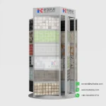 White mosaic tile rotating display rack with 30 rectangular samples – KYDISPLAY