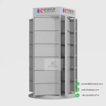 Front view of white mosaic tile rotating display rack without samples – KYDISPLAY