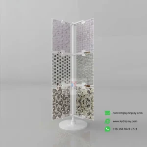 Front view of 3-Tier Rotating Mosaic Sample Rack with samples 1– KYDISPLAY
