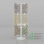 Front view of 3-Tier Rotating Mosaic Sample Rack with samples 2– KYDISPLAY