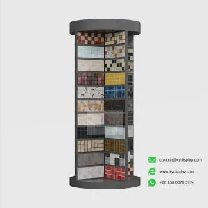 Side view of 3-face Mosaic Display Stands loaded with mosaic tiles – KYDISPLAY