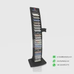Black mosaic tile floor display rack side view with 22 samples