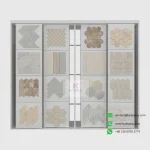 White Sliding Tile Sample Display Stand Front Showcase