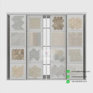 White Sliding Tile Sample Display Stand Front Showcase