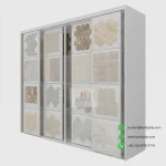 White Push Pull Mosaic Display Rack Side Angle with Tiles