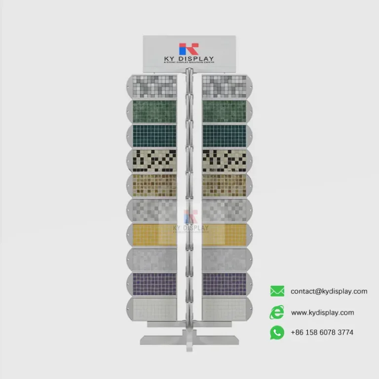 Front view of Rotatable Mosaic Display Stand with mosaic tiles