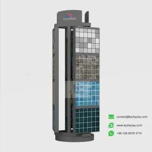 Rotating Mosaic Tile Display Rack side view with mosaic tiles displayed – KYDISPLAY
