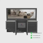 Black sliding tile display stand empty without samples – KYDISPLAY durable stone display rack