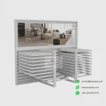 White sliding tile display stand empty without samples – KYDISPLAY professional tile display system