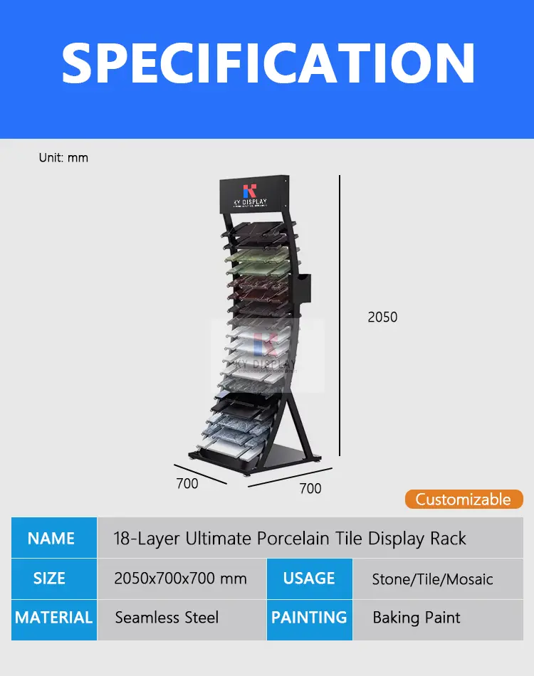 18 Layer Efficient Porcelain Tile Display Rack | KYDISPLAY 3 Porcelain Tile Display Rack